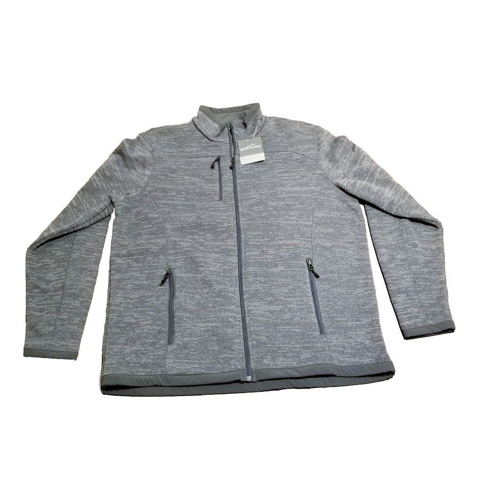 NWT Eddie Bauer EB250 Sweater Fleece Full Zip Men Size XL Gray Jacket Heathered